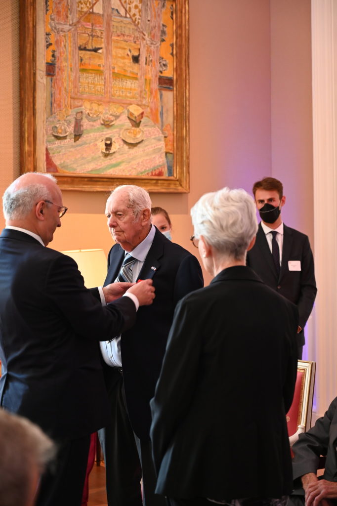 Ambassador Philippe Etienne, Leslie M. Simmler, the Legion of Honor recipient, Deputy Secretary Wendy Sherman