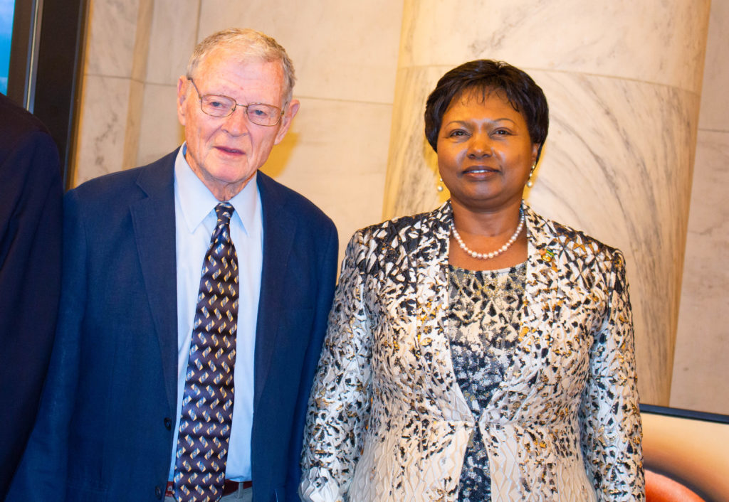 Ambassador Mathilde Mukantabana poses with Senator Inhofe.