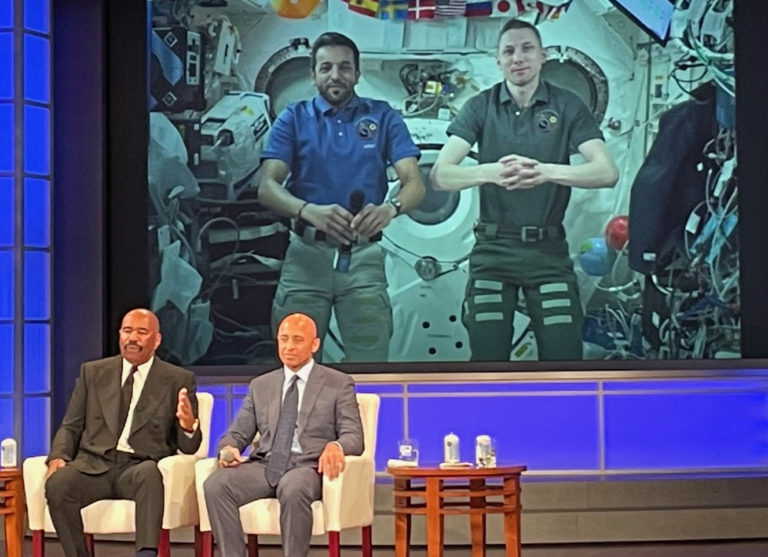 UAE envoy Yousef Al Otaiba takes a call from space, thrilling thousands